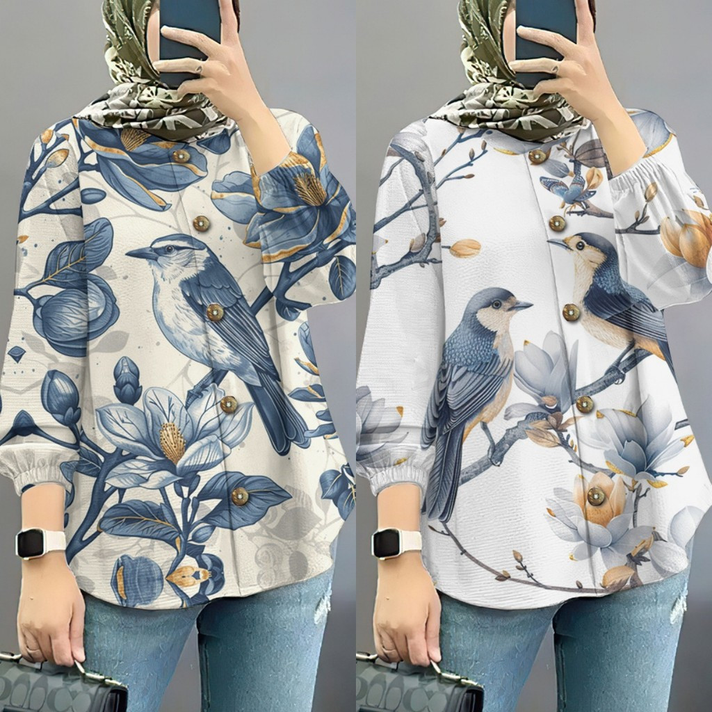 2025 Muslim Rayaah เสื้อ magpie พิมพ์มุสลิมเสื้อแขนยาวมุสลิม Raya เสื้อ O-คอ raily เสื้อยืดมุสลิมขนา