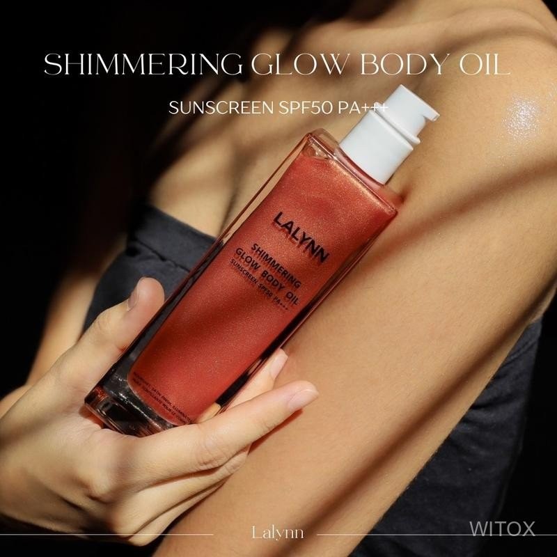 บอดี้ออยล์กันแดดผสมชิมเมอร์สีโรสโกลด์ Lalynn Shimmering Glow Body Oil Sunscreen SPF50 PA+++