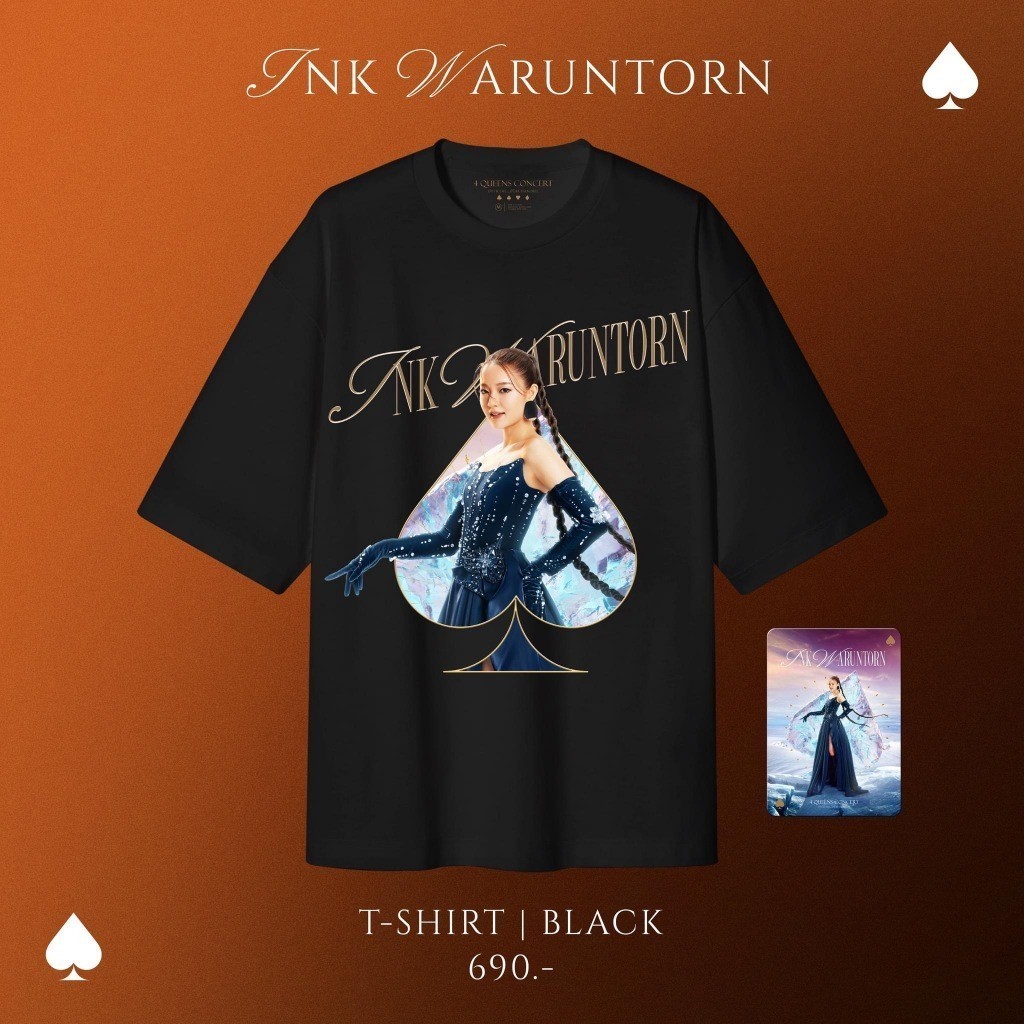 เสื้อยืดสีดำ แบรนด์ 4QUEENS INK WARUNTORN สไตล์สตรีทแฟชั่น ขนาด S-4XL จัดส่งภายใน 24 ชั่วโมง
