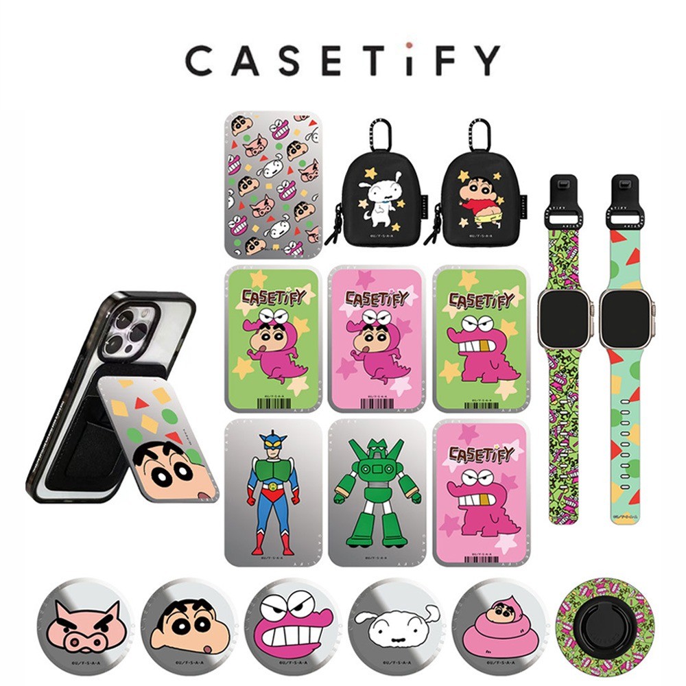 Crayon Shin Chan Series Magnetic Mirror Bracket Phone Desktop Support Leather Card Bag School Bag