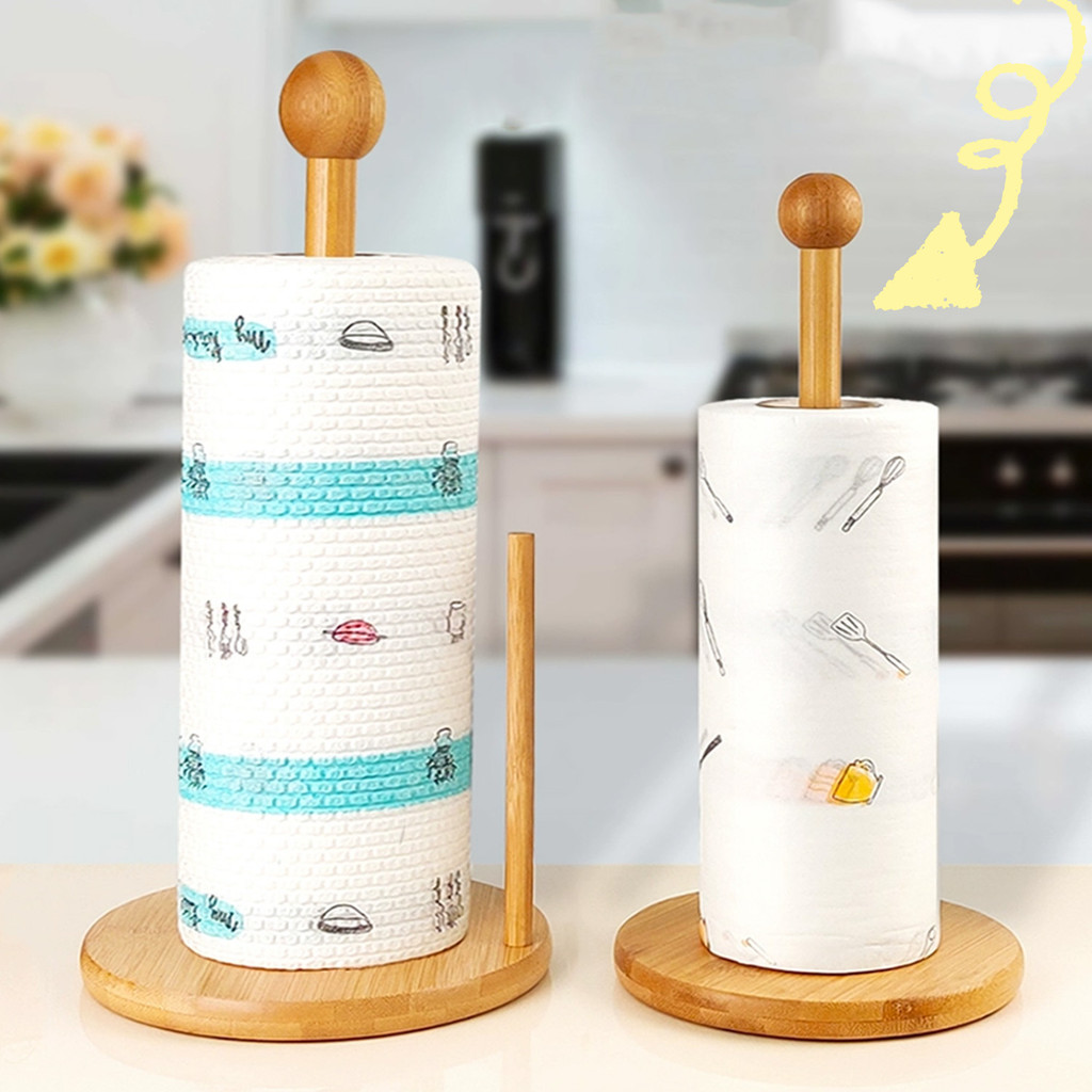 ชั้นวางม้วนกระดาษชําระไม้ห้องน้ําในครัวเรือน-ห้องครัวสร้างสรรค์แนวตั้งทิ้งยึดฟิล์มที่เก็บ