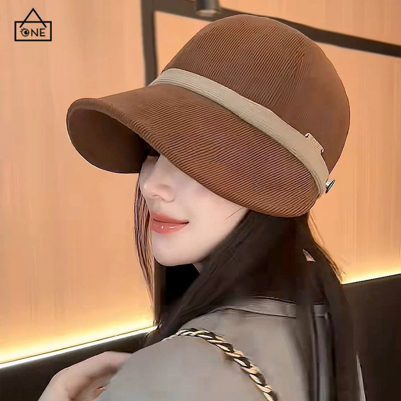 COD❤️หมวกทรงปีกกว้างสไตล์เฮปเบิร์นสำหรับผู้หญิง ดีไซน์หรูหรา อบอุ่น ป้องกันหู หมวกทรงอ่างล้างหน้า-a.one - รูปที่ 3