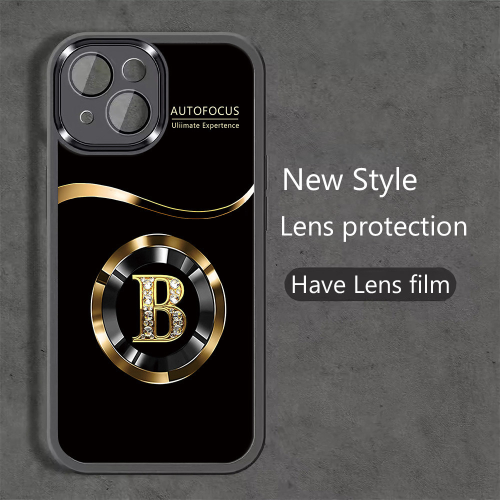 Luxury Letter BสําหรับOppo Reno 10 10pro 9 9pro1111f 11pro 12 12pro12fนุ่มเคสโทรศัพท์พร้อมกล้องเลนส์