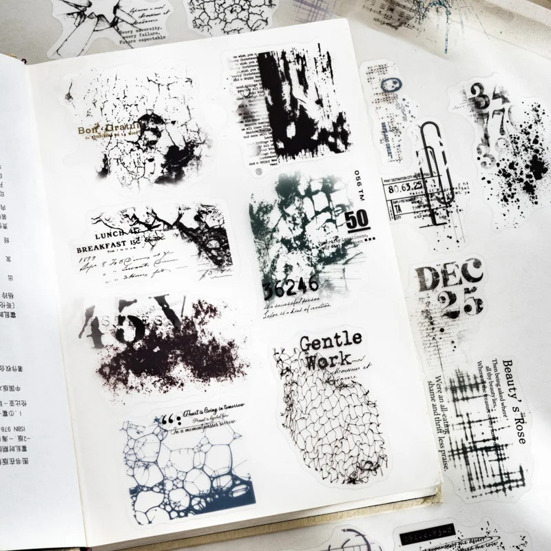 Journal GO 100pcs Creative Overlopping รูปแบบสติกเกอร์สําหรับการ์ดคราฟท์ทํา Collage Junk Journal ตกแ