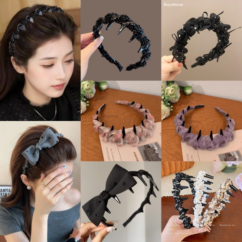 ที่คาดผมห่อลูกปัดสีดำ สำหรับทรงกะโหลกศีรษะสูง ออกแบบใหม่ปี 2025 คุณภาพสูง