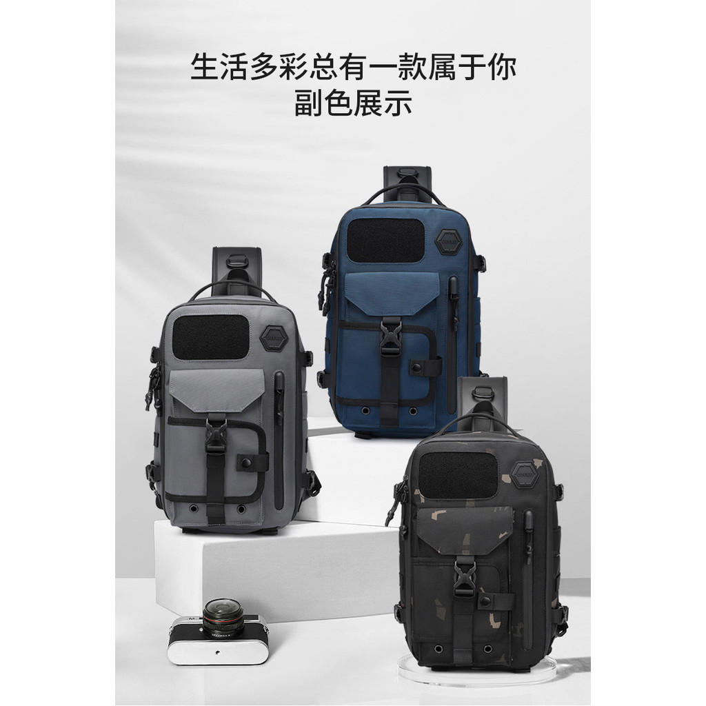 OZUKO Tactical Chest Bag Men's Waterproof Crossbody Bag Outdoor Sports Small Backpack Trendy Shoulde