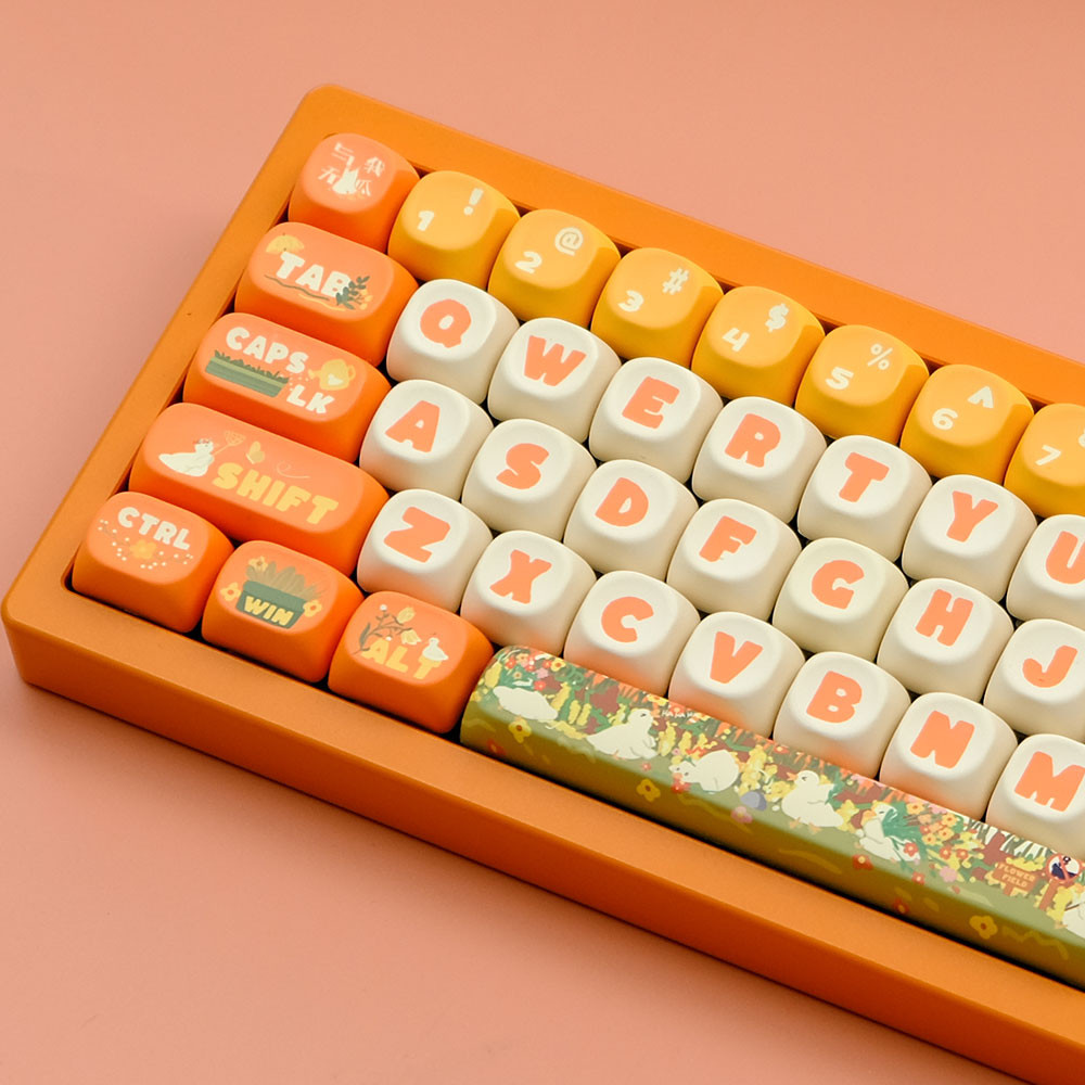 125 คีย์ดอกไม้และเป็ดที่กําหนดเอง 5 ด้านสีย้อมย่อย PBT Keycaps MOA โปรไฟล์คีย์บอร์ด Keycap สําหรับ Cherry MX Switches แป้นพิมพ์เครื่องกล