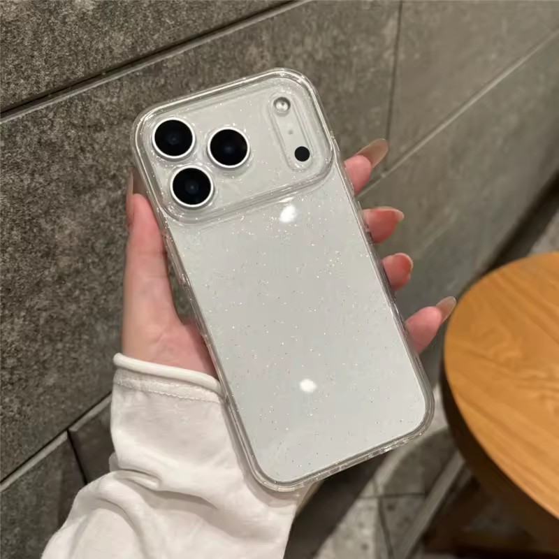 [JLK] Luxury Bling Glitter Clear Shockproof Armor Case for iPhone 17 17Air 17Pro 17Pro Max 16 15 14 13 12 Pro Max Transparent Lens Protection Hard Back Cover ราคา ถูกที่สุด ดีลบีเคเค แกลเลอรีภาพที่ 3
