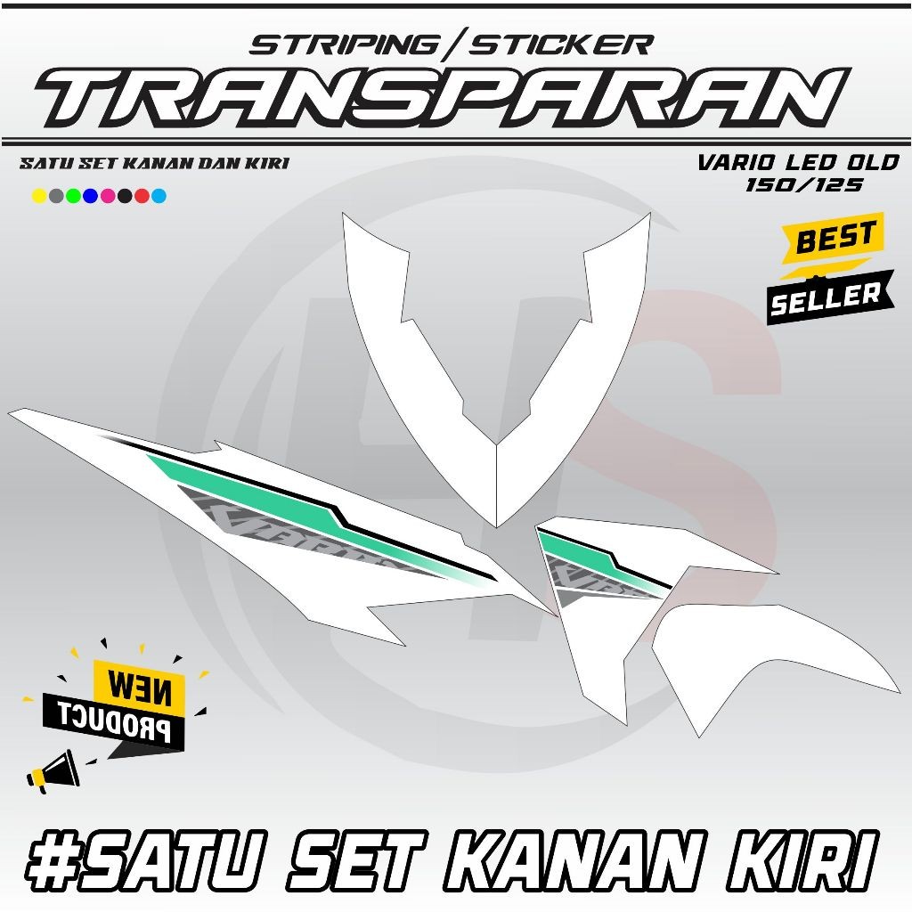 TRANSPARENT STRIPING POLE STICKER VARIO LED OLD 125-150 LAST COOL ARAI VARIATION MOTIF H86