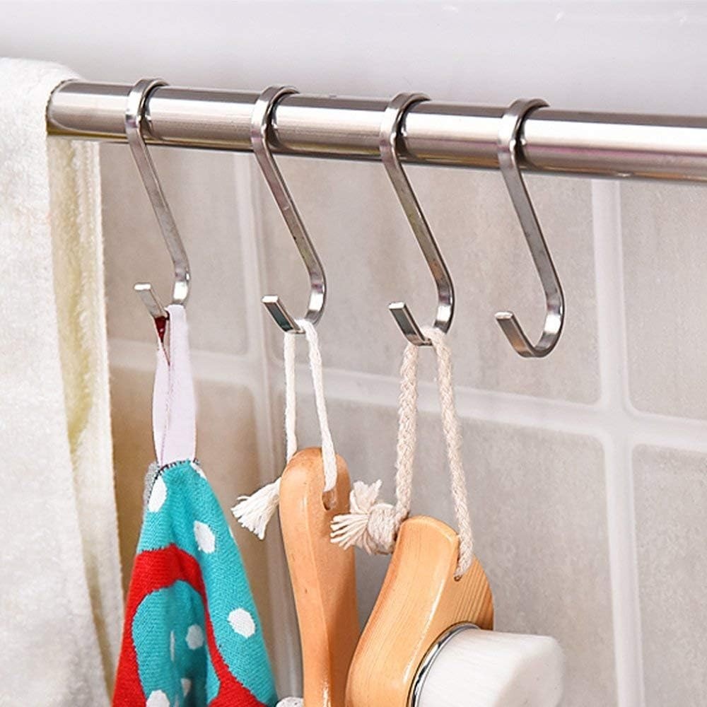 ที่เก็บเสื้อผ้าในครัวเรือน - ตะขอแบนรูปตัว ส สแตนเลส - ไม้แขวนเสื้อกันสนิมสําหรับงานหนัก - ราวแขวนเครื่องครัวในครัว - รูปที่ 2