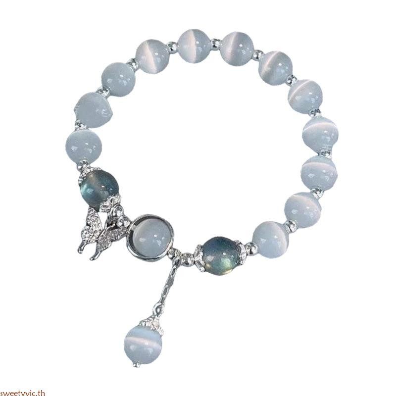 Sweetyvic สร้อยข้อมือคริสตัลแสงจันทร์สีบลูโอปอลสำหรับสตรีหรูหรา