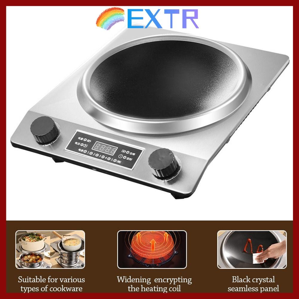 EXTR เตาแม่เหล็กไฟฟ้า, เตาไฟฟ้าสแตนเลส 3500W, มัลติฟังก์ชั่นกําลังสูง Generic ทําความสะอาดง่าย Induction Cooktop Commercial