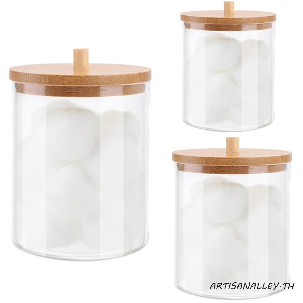 ARTISANALLEY Qtips สําหรับอุปกรณ์ห้องน้ําแต่งหน้าเครื่องประดับเครื่องสําอางค์ผ้าฝ้าย Pad พร้อมฝาปิดไ