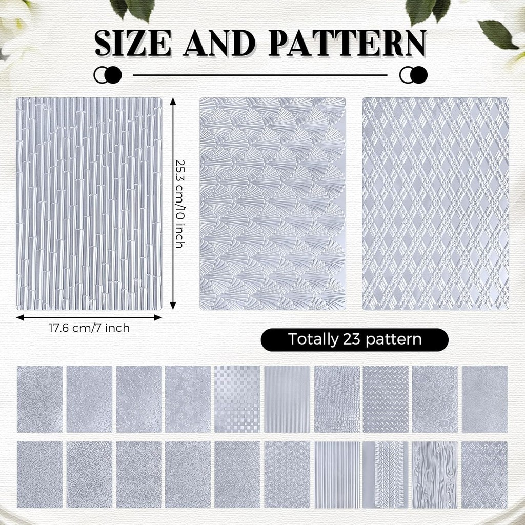 XunYee 23 ชิ้น Polymer Clay Texture แผ่นสําหรับต่างหูเครื่องประดับทํา 17 x 25 Boho Clay Fondant Text