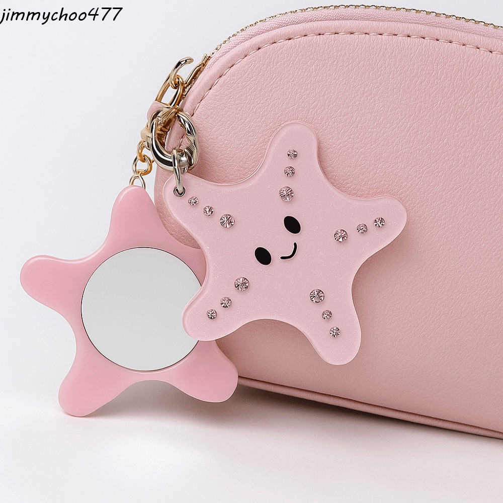 JIMMYCHOO Mirror Pendant, Keyring Starfish Acrylic Keychain, Lovely Whale Makeup Mirror Bag Hanging 