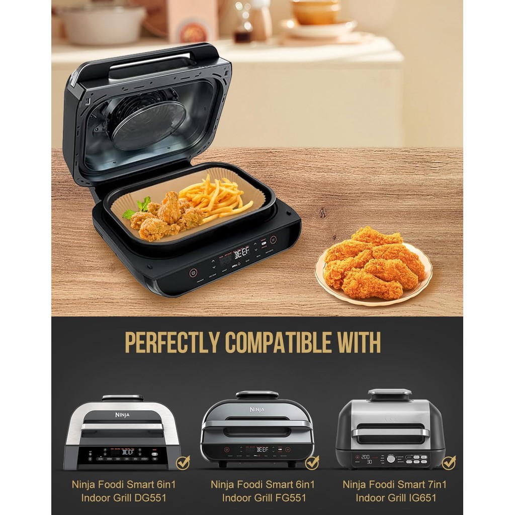 130PCS Air Fryer Liners ทิ้งสําหรับ Ninja FG551/DG551 6-in-1 ย่างในร่ม, MMH Air Fryer กระดาษ Parchme