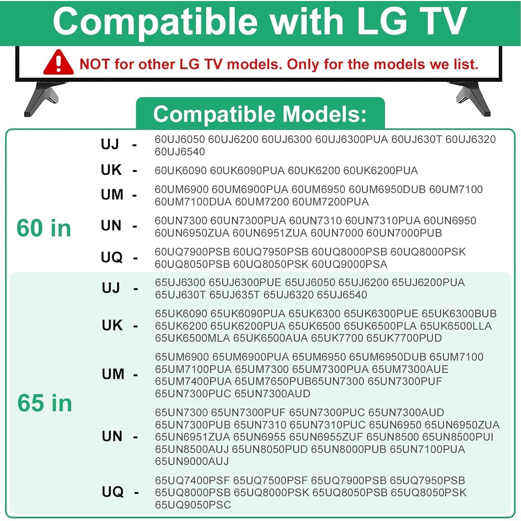 ขาตั้งทีวีสําหรับ LG TV Replacement Stand, ขาตั้งทีวีสําหรับ 60 65 นิ้ว LG TV ขา 60UJ6050 60UK6090 6
