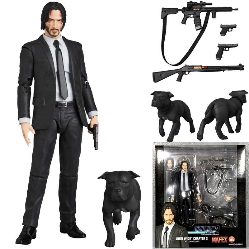 16 ซม. John Wick 4 MAF 212 PVC action figure Mafex 085 พร้อมสุนัขของเล่นตุ๊กตาคอลเลกชันของขวัญ