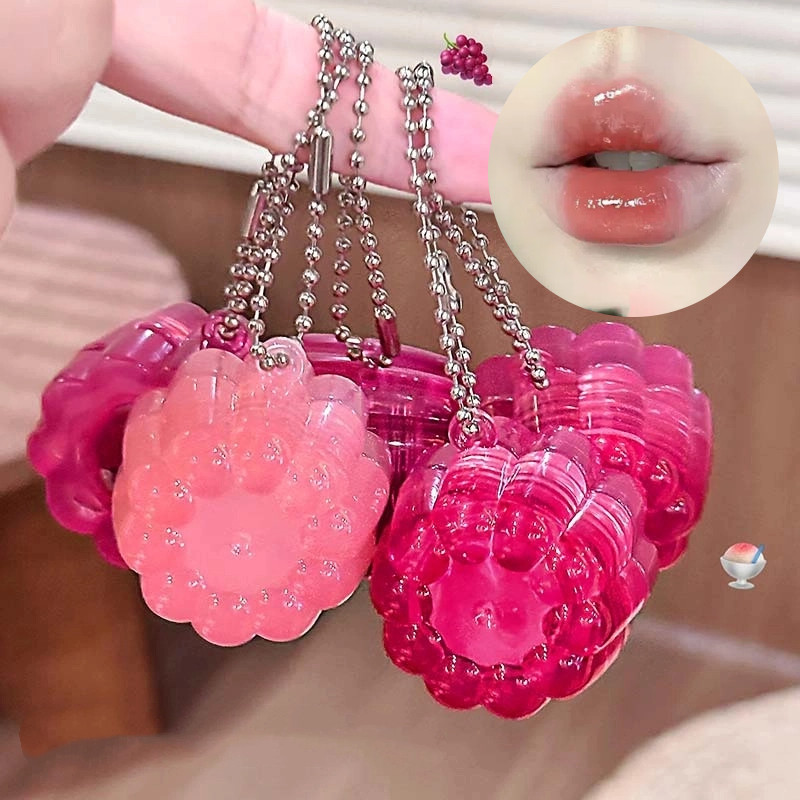 CAPPUVINI Jam Pudding Mirror Lip Gloss Cute Keychain Watery Lipstick
