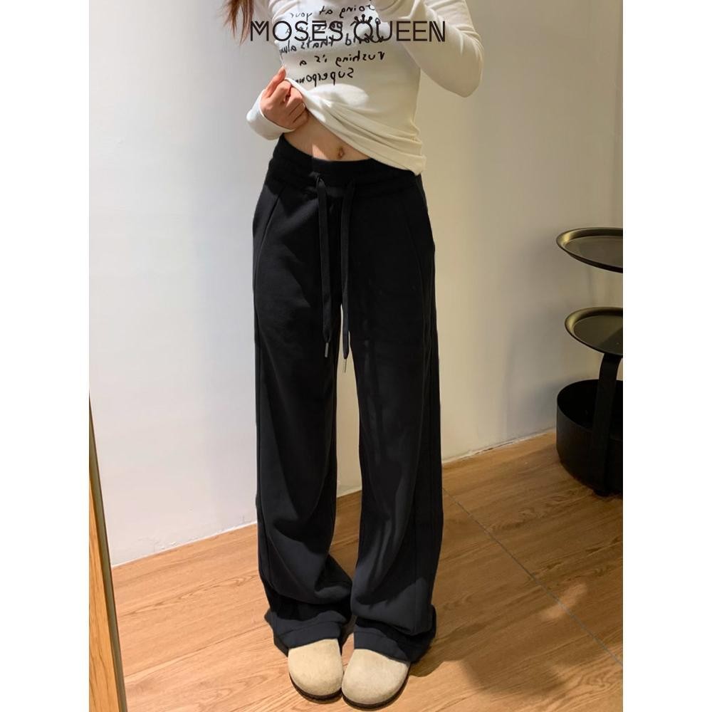 MOSESQUEEN โมส ราชินี เชือกรูด กางเกงลำลองขากว้างสำหรับผู้หญิง ออกแบบมาเพื่อความสะดวกสบายและบางเบา #