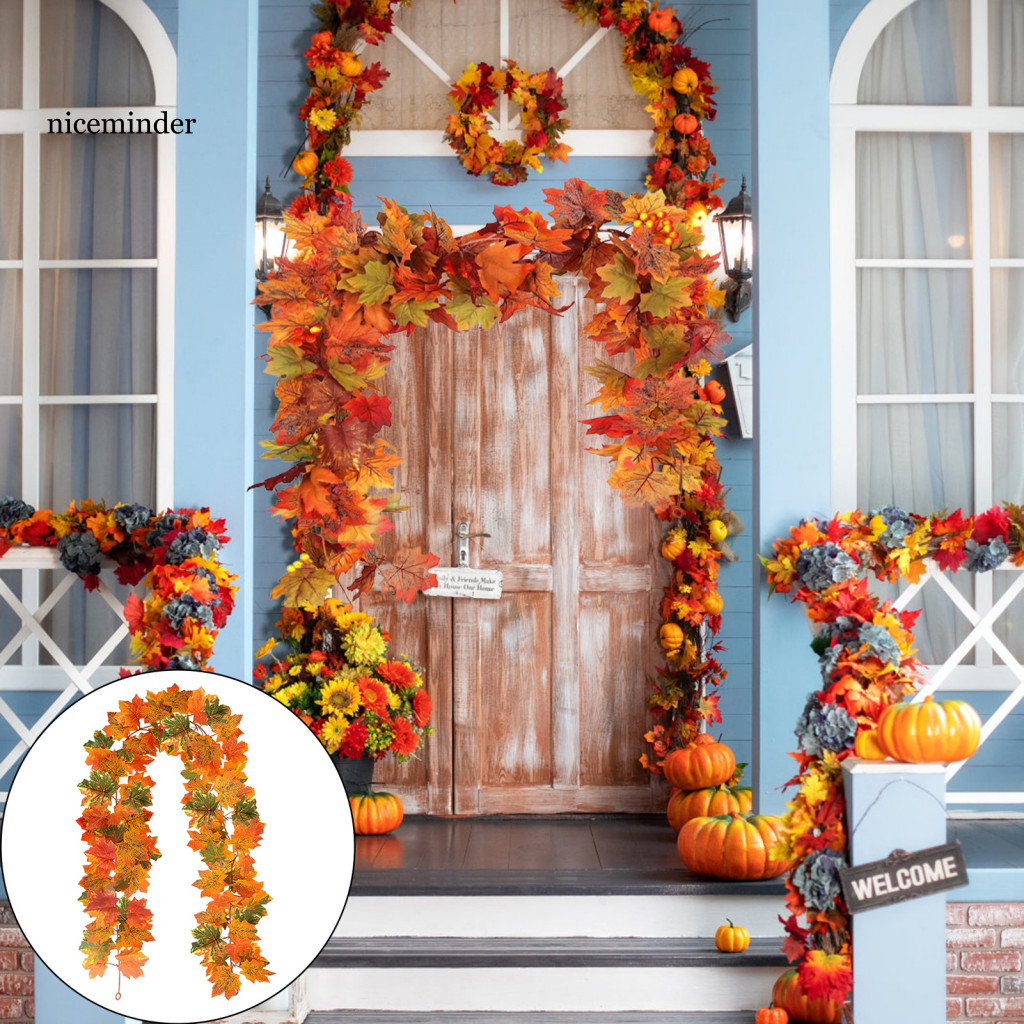 ZNCE_ Fall Foliage Garland สมจริง Maple Leaf Garland ประดิษฐ์ Maple Leaf Garland สําหรับ Fireplace M