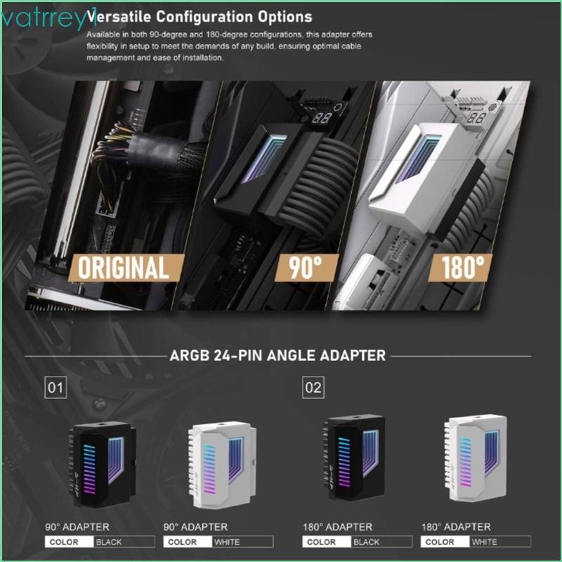VAT1 24Pin อะแดปเตอร์แหล่งจ่ายไฟ 24Pin 180 องศาตัวเชื่อมต่อไฟ ARGB 180 องศา 180° เมนบอร์ดตัวเชื่อมต่