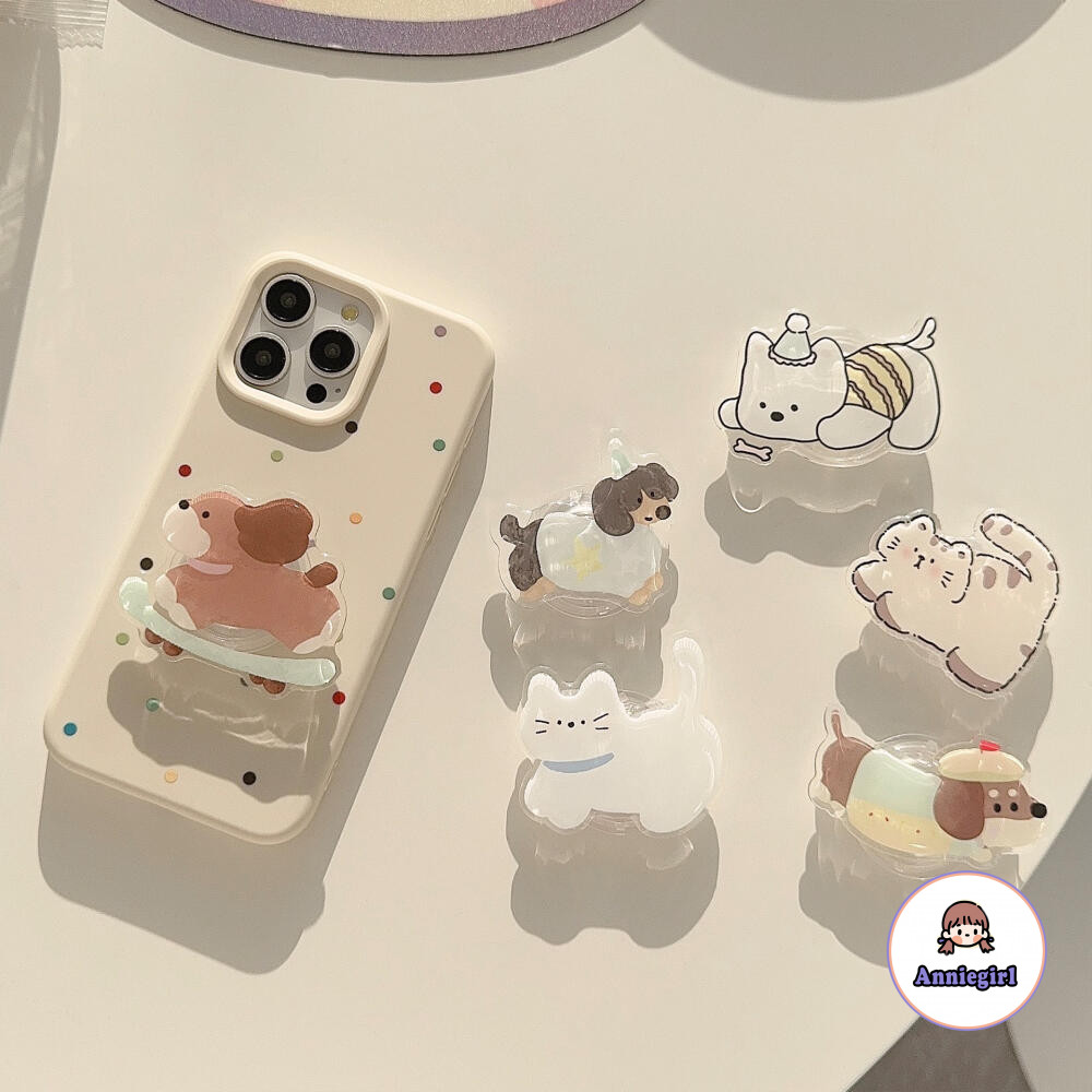 การ์ตูนคิตตี้ลูกสุนัขสัตว์ถุงลมนิรภัยยึดสําหรับ ไอโฟน สากลโทรศัพท์มือถือ กริปต็อก แบบพกพาขี้เกียจสก์ท็อปโทรศัพท์ยืน ชม. แก่กว่า อุปกรณ์โทร - รูปที่ 2