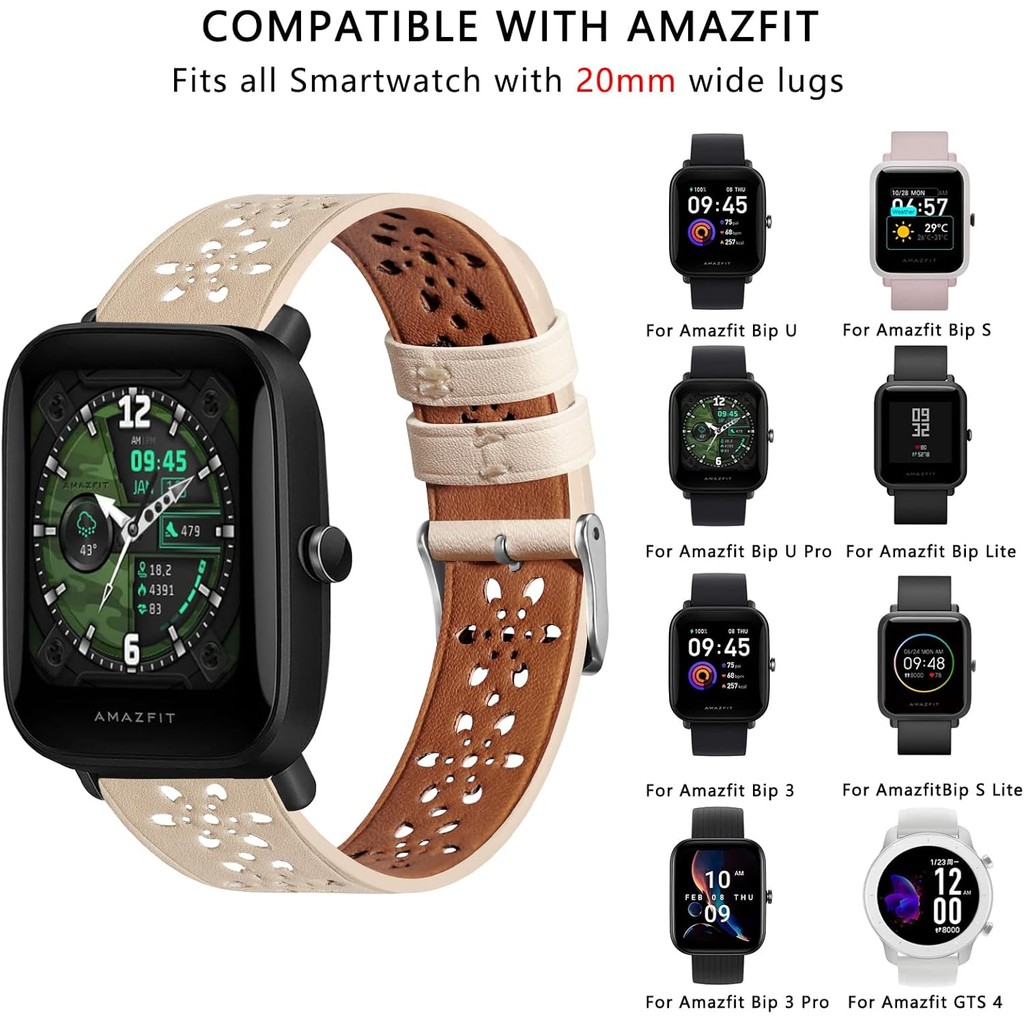 สายนาฬิกาหนังใช้งานร่วมกับ Amaz Fit Gts/Gts2/ Gts 3/Gts 2e/Gts 2 Mini/Gts 4 Mini/Gts 4/Gts 4/Gtr Min