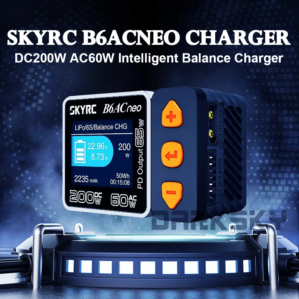 SKYRC B6ACneo LiPo แบตเตอรี่อัจฉริยะ Balance Charger DC200W AC60W อัจฉริยะสําหรับ RC รุ่นรถอุปกรณ์เส