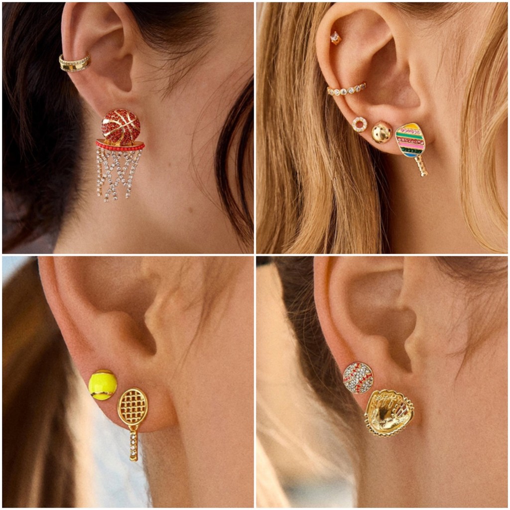 ✨ซู่หยิน | กีฬา Ball Studs Hypoallergenic ต่างหูชุดเทนนิสฟุตบอลบาสเกตบอลปรับของขวัญกีฬาสําหรับผู้หญิง SS25