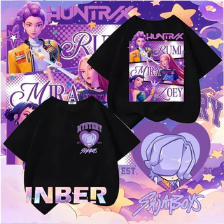 เสื้อยืดเด็ก Kpop Demon Hunters ปี 2025 ลายเสื้อของตัวละคร Mira, Rumi และ Zoey