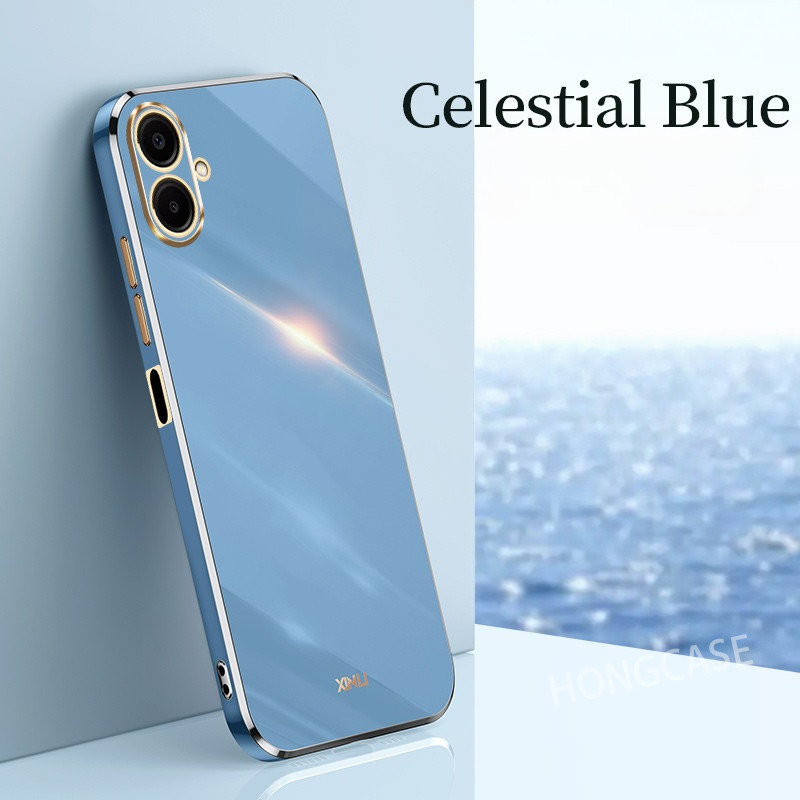 เคสโทรศัพท์สําหรับ Samsung Galaxy A07 4G 2025 TPU ปลอกกันกระแทกหรูหราชุบขอบตรงนุ่มยืดหยุ่นทั้งหมดรวมปกหลัง