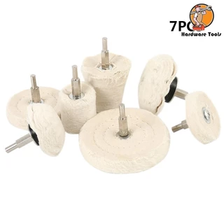 7 ชิ้นล้อขัดผ้าฝ้ายแผ่นขัดทนต่อการสึกหรอ Buffing ล้อ 6 มิลลิเมตร Shank Rotary เครื่องมืออุปกรณ์เสริม SHOPQJC3736