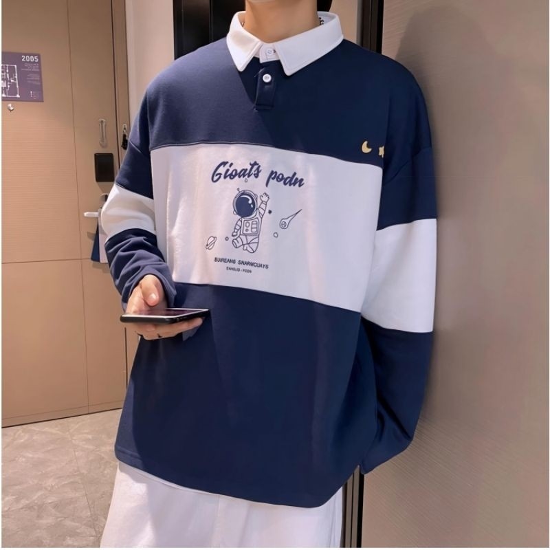 ( S - 6XL ) - เสื้อสเวตเตอร์คอปกโปโลขนาดใหญ่ ( S - 6XL ) ASTRON NASA SATURN MOON Crewneck Mix Two To