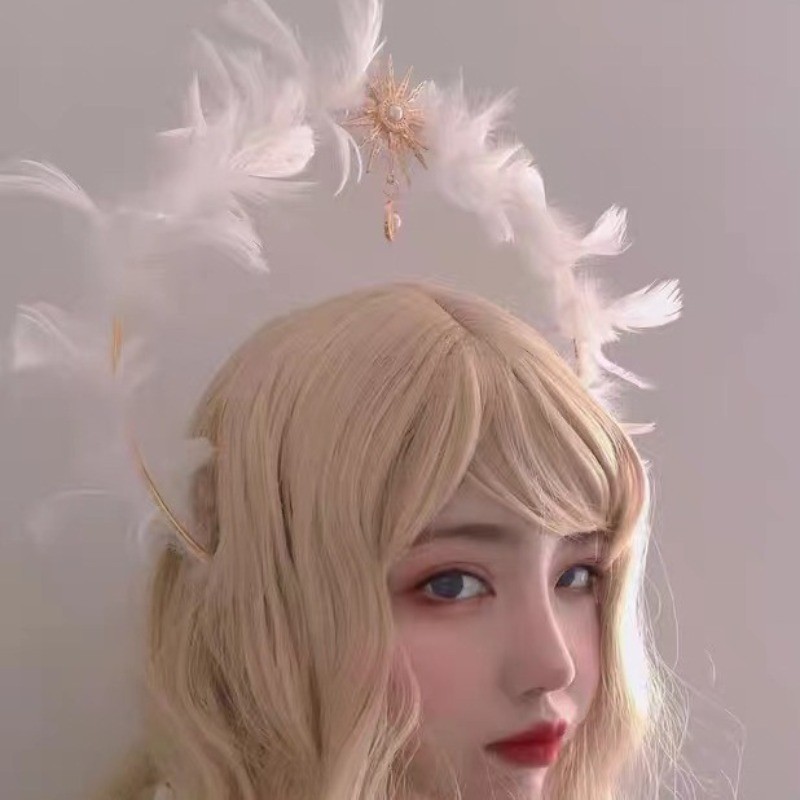 คาดผมนางฟ้า ปีกนางฟ้า ประดับขนนก นางฟ้า ปีศาจ คอสเพลย์ ผู้ใหญ่และเด็ก ฮาโลวีน ตกแต่งคาดศีรษะ - รูปที่ 4