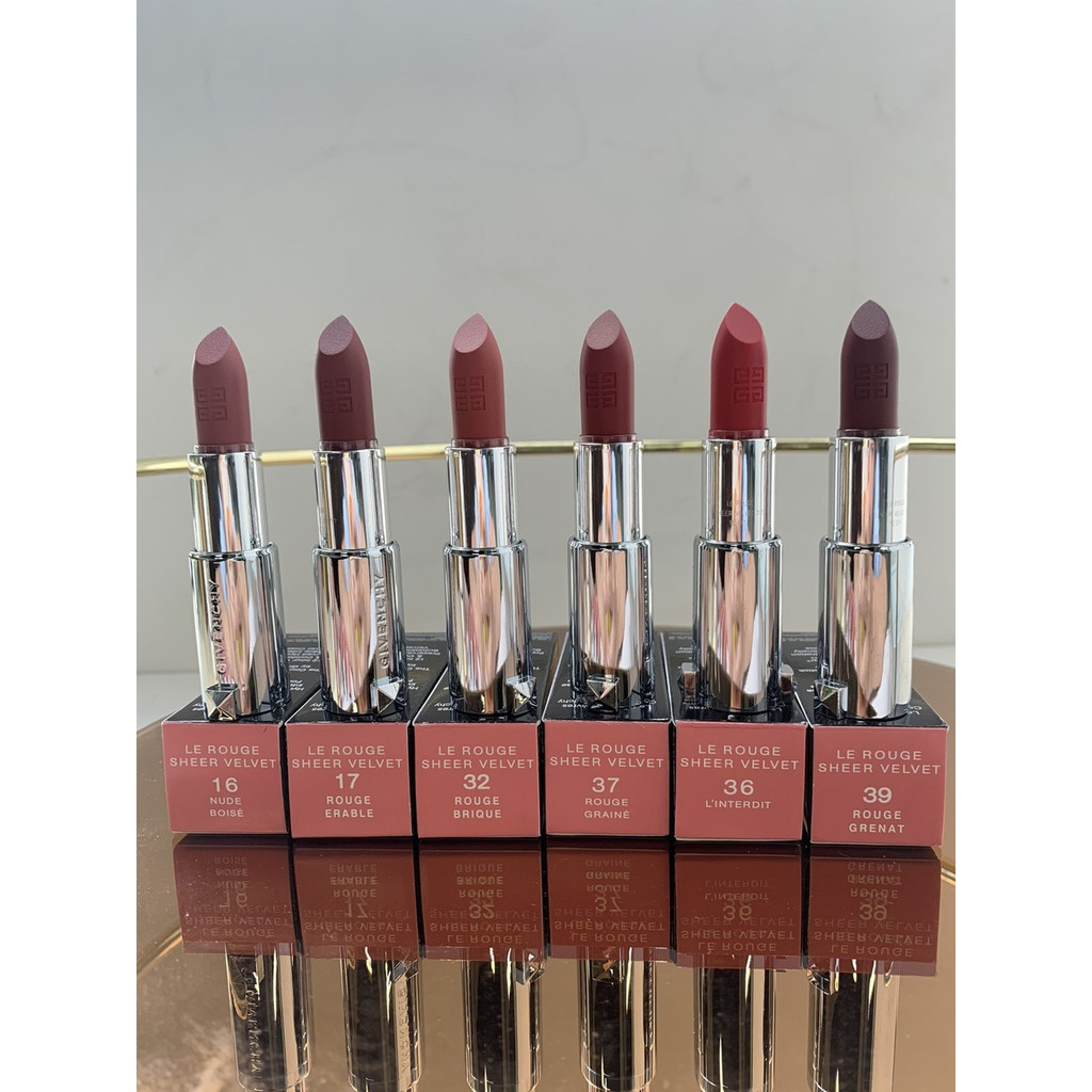 สินค้าขายดี One to One/45 Givenchy Velvet Lipstick Shade สําหรับแฟนๆ N16-N17-N27-N34-N36-N37-N39-N50