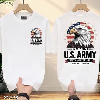(S-3XL)แนวสตรีทแขนสั้นเสื้อ oversize เสื้อยืดสีดำทรงหลวม เสื้อยืดแฟชั่นสำหรับผู้ชาย สกรีนลายทั้งด้านหน้าและหลัง American