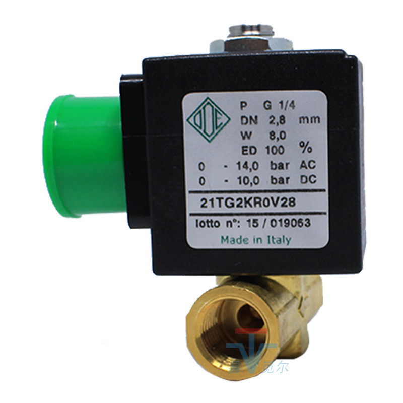 อิตาลีod Solenoid วาล์ว 21TG2KR0V28 110V นําเข้า Mini ทองเหลืองลวดหัวเข็มขัด Solenoid วาล์ว 4.6