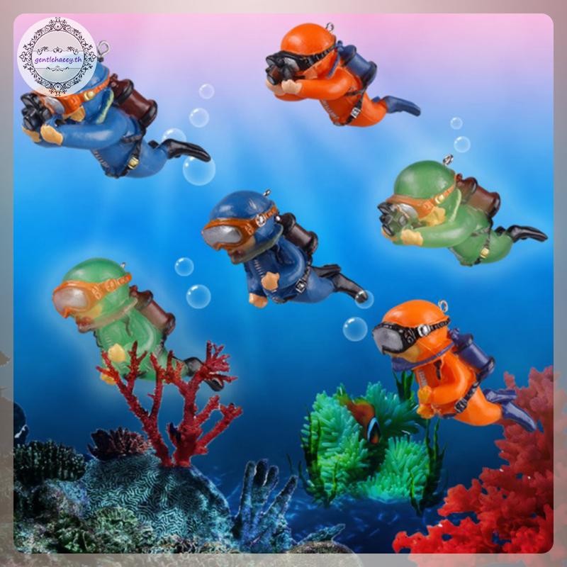 GG Luminous สีเขียว Mini Diver Kawaii จําลองลอย Frogman สําหรับ Aquarium เครื่องประดับ Fish Tank ตกแ