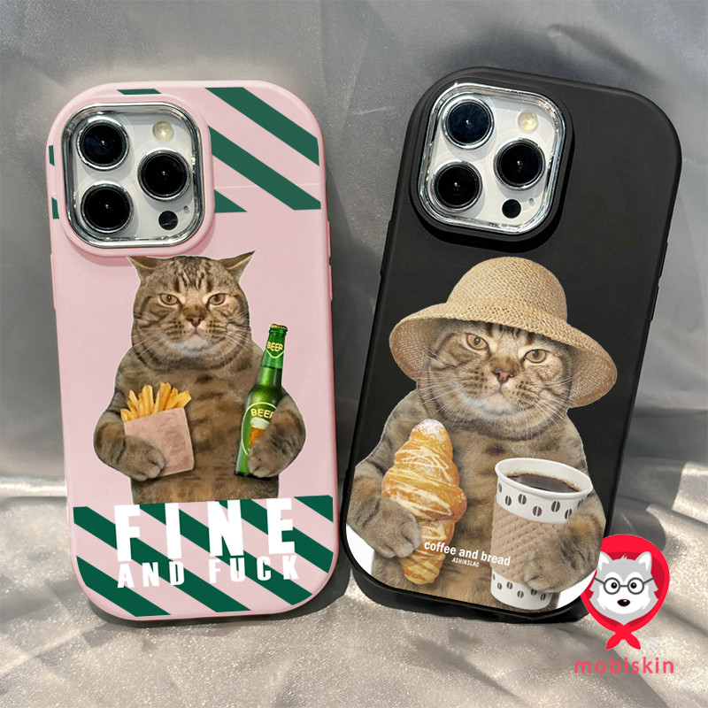 ความรู้สึกขั้นสูง จัดส่งจากประเทศไทย แมวกับเบียร์และชิปส์สำหรับ iPhone เคสไอโฟน 13 12 11 PRO MAX 16 15 14 X XS MAX XR