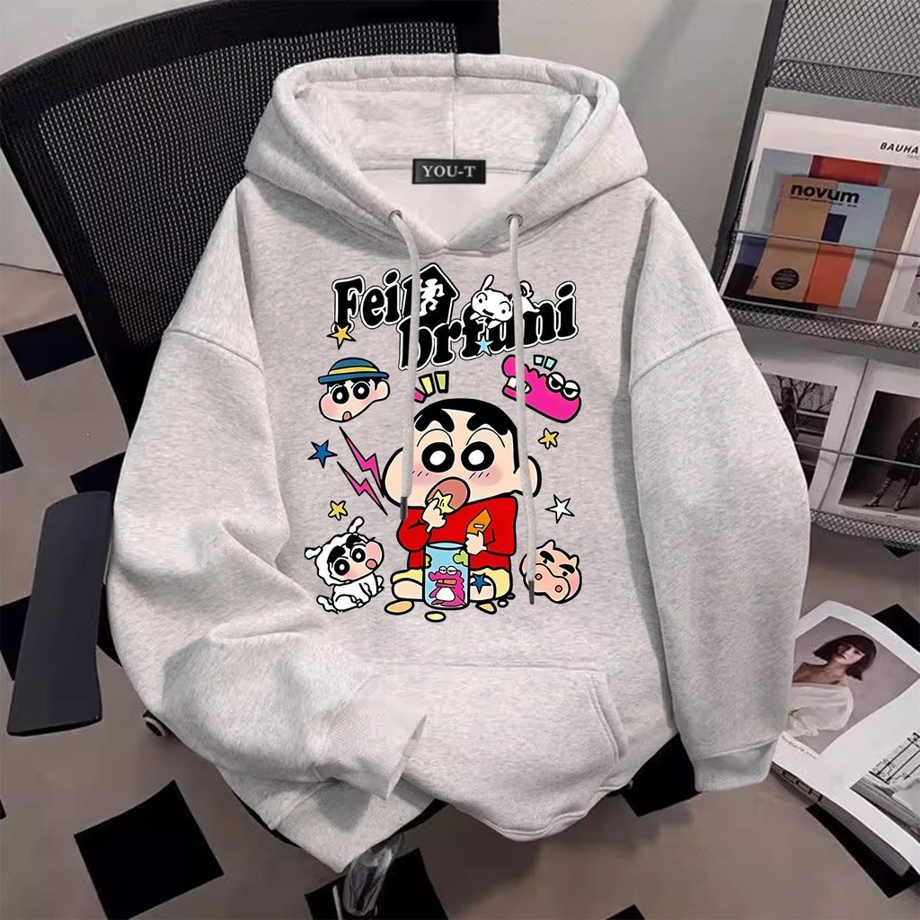 Top.street เสื้อฮู้ด เสื้อแขนยาว หลวม ใส่สบาย Printed Hoodie สไตล์เกาหล 'Fei Brfuni shinchan' M-3XL