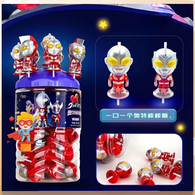 Shuzhi อะนิเมะการ์ตูน Ultraman Lollipop รุ่นแรก Tyro Ace รูปร่างขนมเด็ก Candy Toys100%T250924