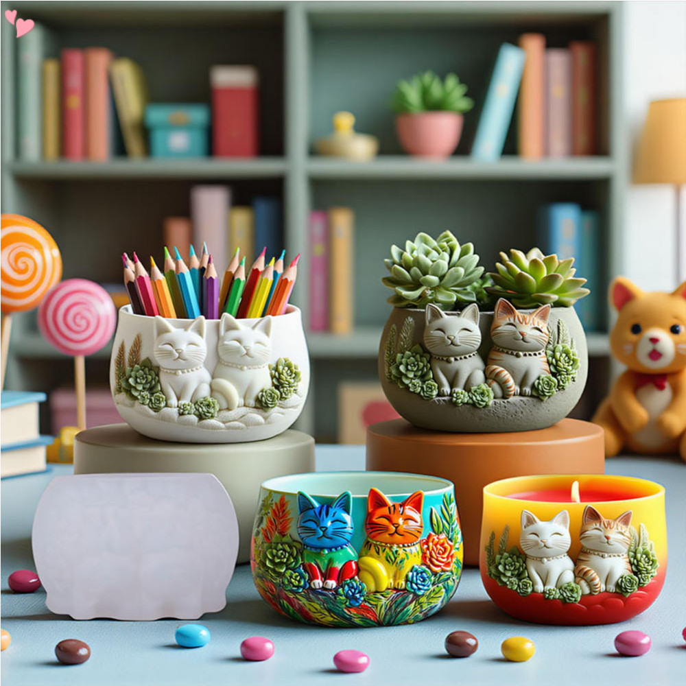 แม่พิมพ์ทำปุ๋ยกระถางแบบ 3D สำหรับ succulent และคอนกรีต ออกแบบเป็นดอกไม้และกระบองเพชร พร้อมใช้งานกับซิลิโคน เรซิ่น และดิน