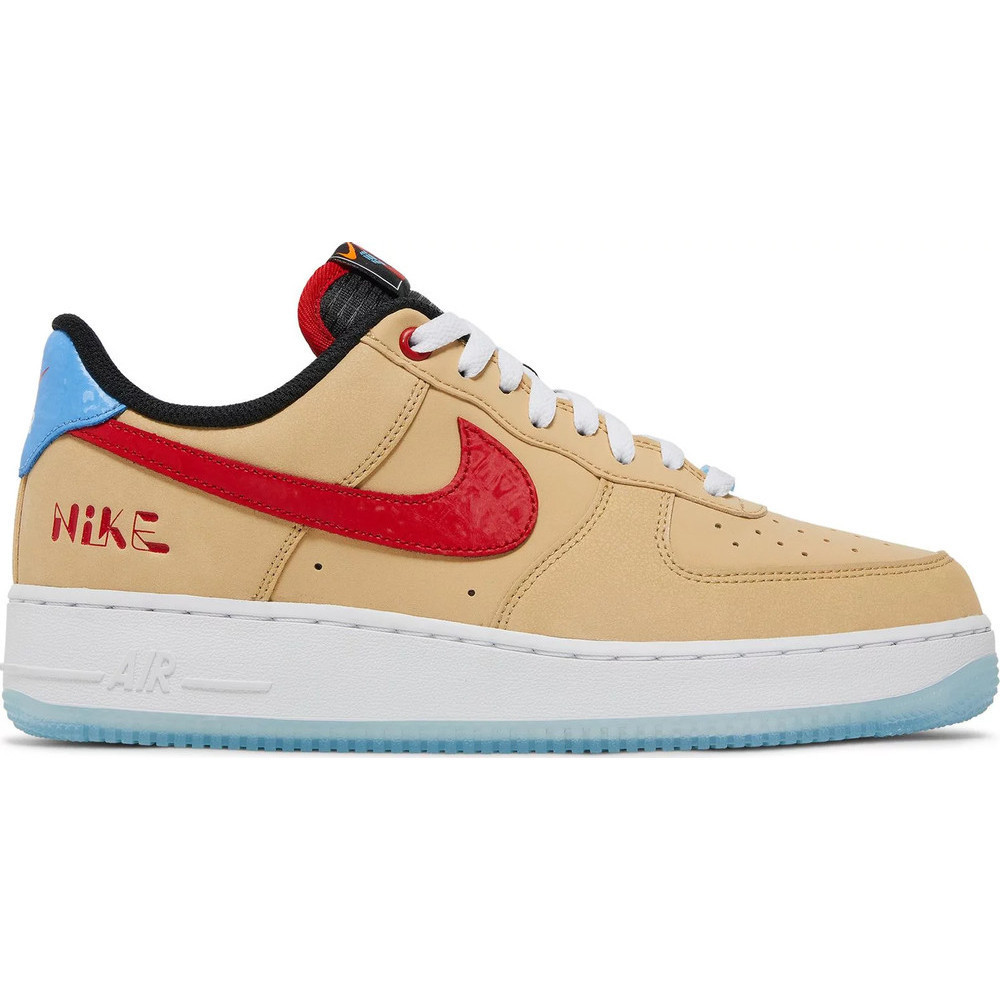 Nike Air Force 1 07 LV8 Low Satellite Sesame Beige Red Black DQ7628-200