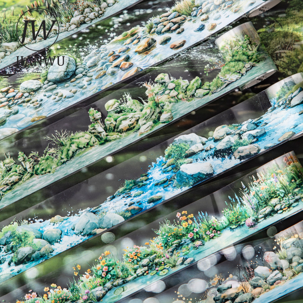 JIANWU The Banks of The Seine River Series Vintage Plant ดอกไม้ภูมิทัศน์ Collage สมุดภาพเทป PET Creative Journal เครื่องเขียน