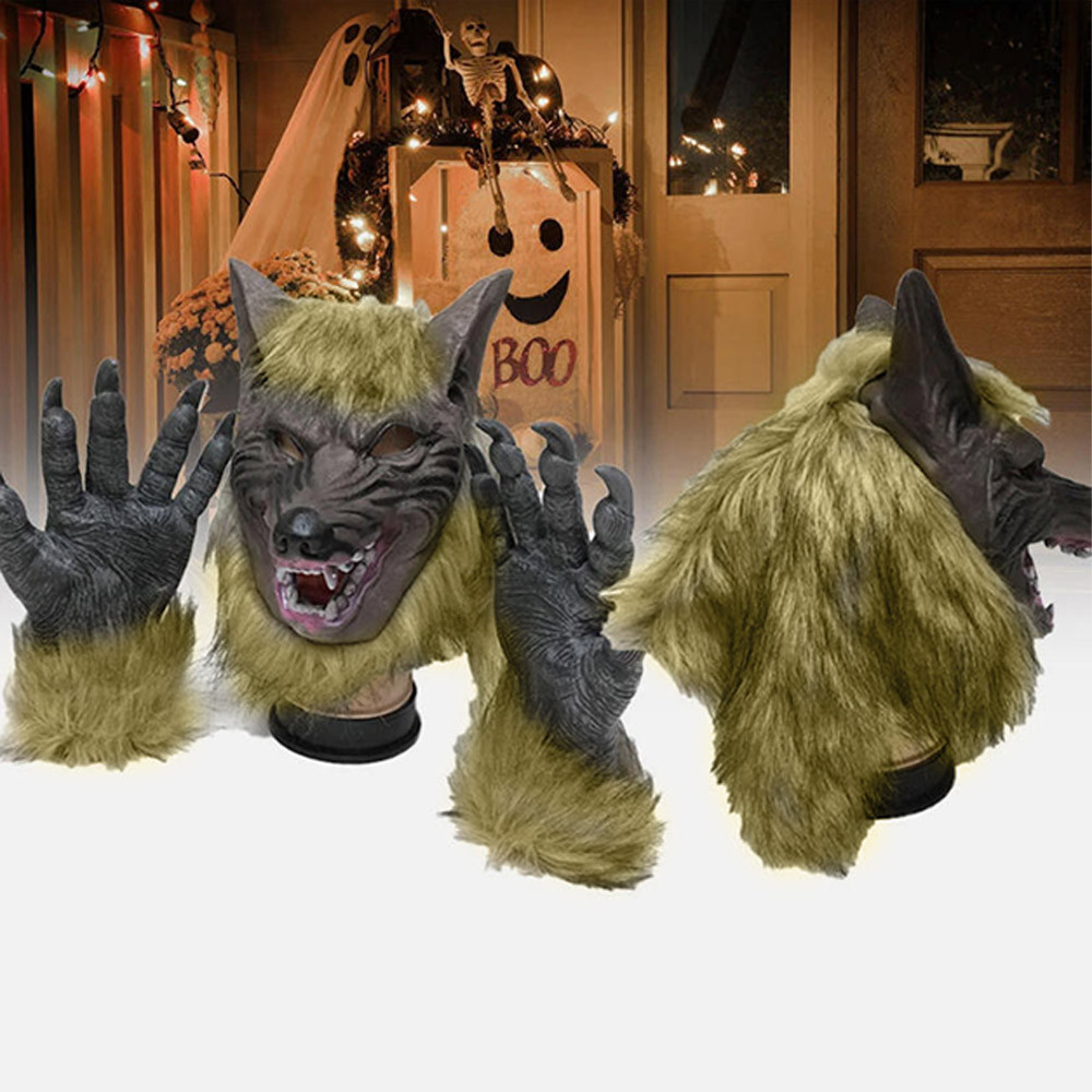 Halloween wolf head wolf gloves animal headgear mask fancy dress party funny mask