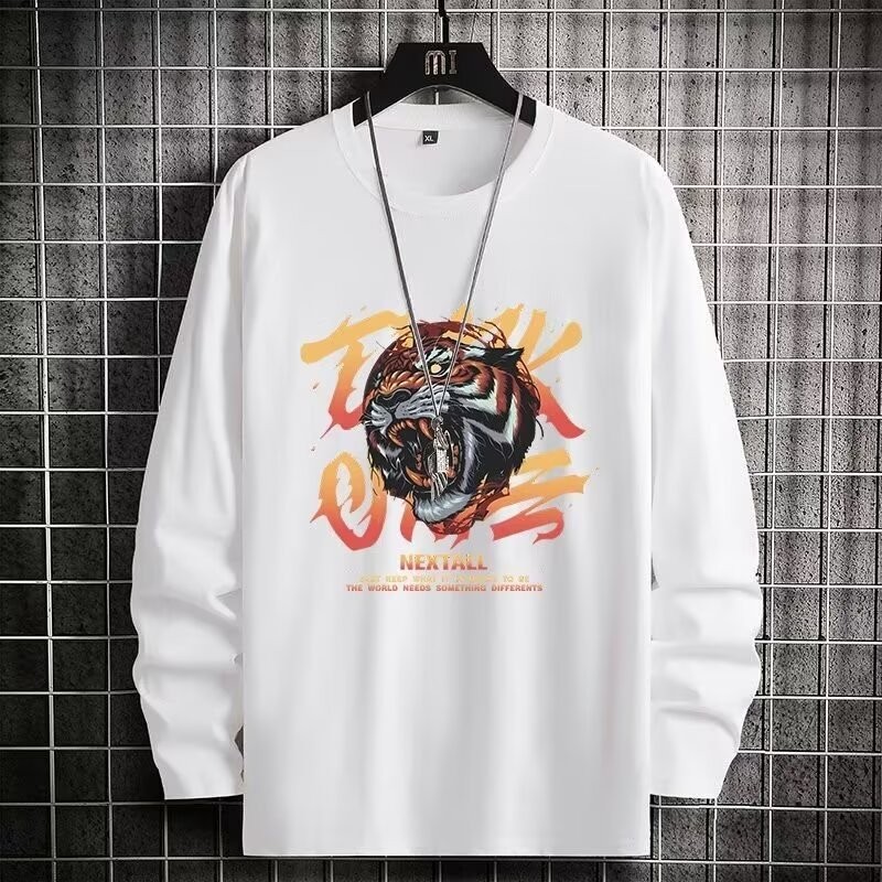 COD 2025 Plus Size Long Sleeve T-Shirt for Men Spring and Autumn Trendy Cartoon Student Loose Round 