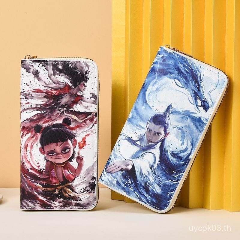 ราคาต่ํา Nezha Ao Bing กระเป๋าสตางค์ยาวกระเป๋าโทรศัพท์มือถือ Multi-card Slot ความจุขนาดใหญ่ซิป Multi