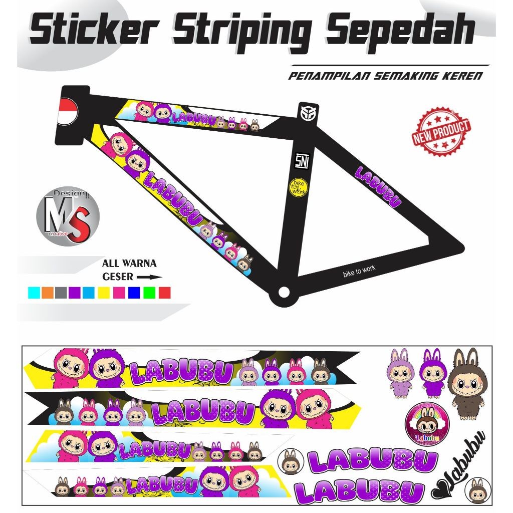 VARIATION / Sticker All Bicycle Motif Labubu ดีไซน์เรียบง่ายล่าสุด Y47 BICYCLE Sticker