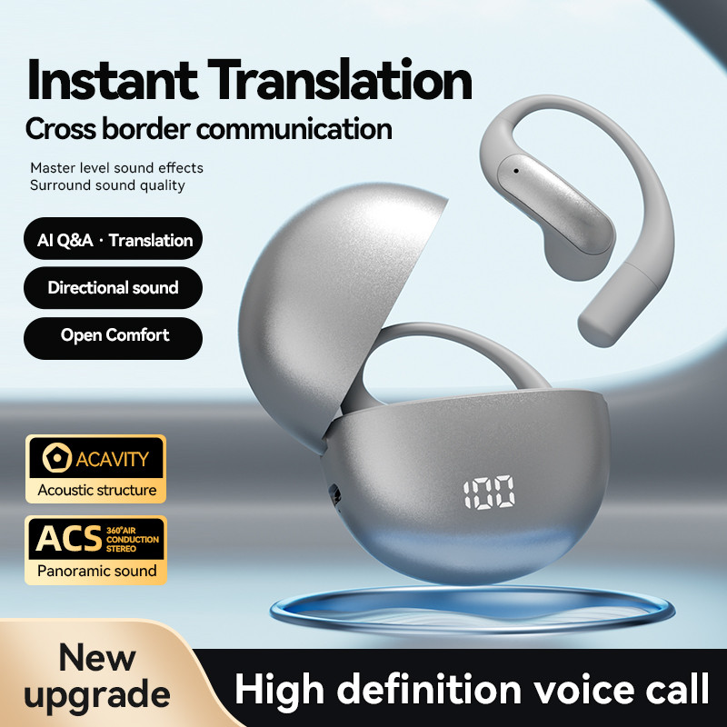 BONINE AI Translator Earbuds การสนทนาพร้อมกันทันทีหลายโภชนาการการแปลหูฟังไร้สาย Bluetooth ชุดหูฟัง